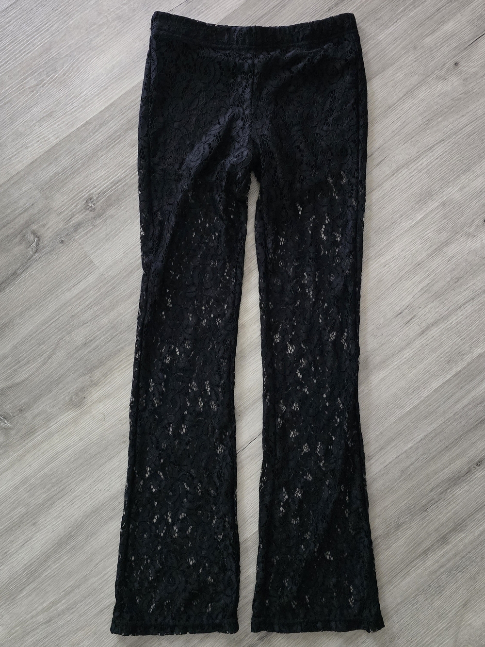 Black Lace Flare Pants for Women